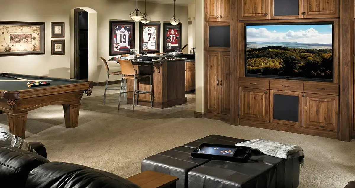 finished basement remodeling project transforming a basement into a comfortable living space in Anaheim, CA