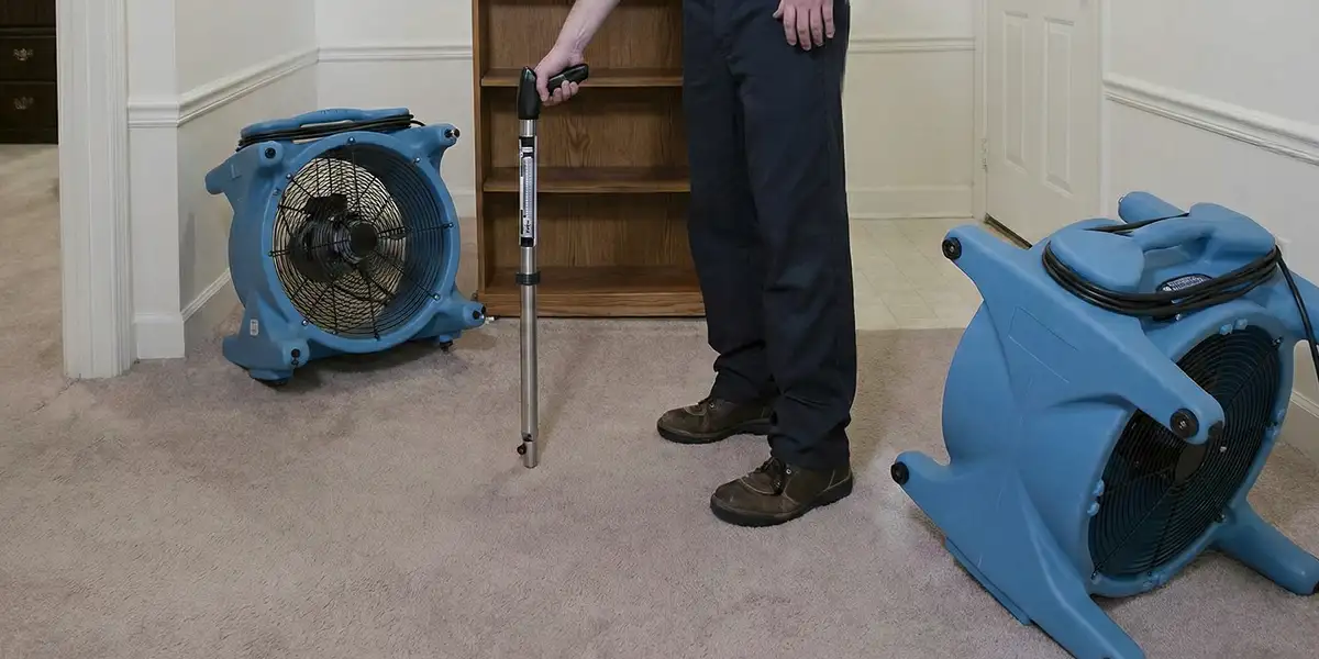 emergency water removal equipment deployed to dry a flooded residential interior in Anaheim, CA
