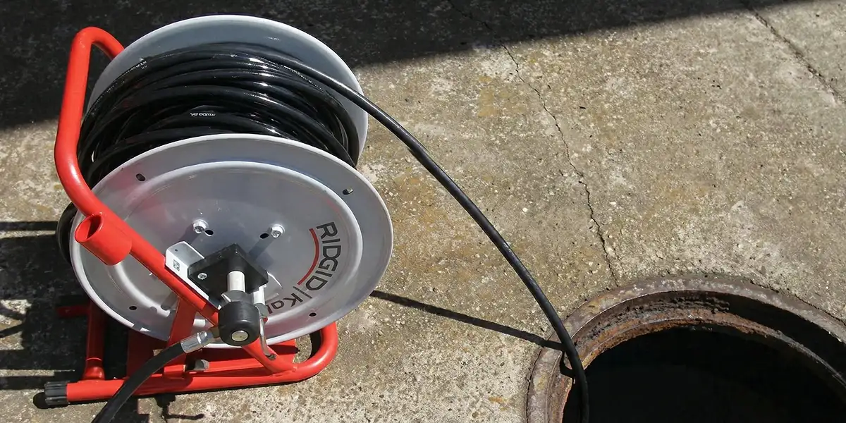 sewer rodding equipment prepared to clear clogged sewer lines in Anaheim, CA