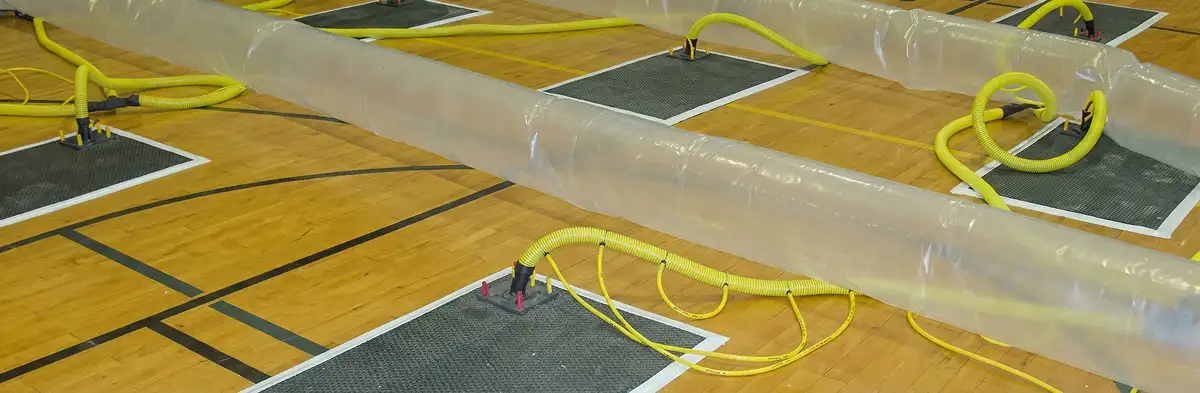 water clean up drying system set up to remove moisture and prevent further damage in Anaheim, CA