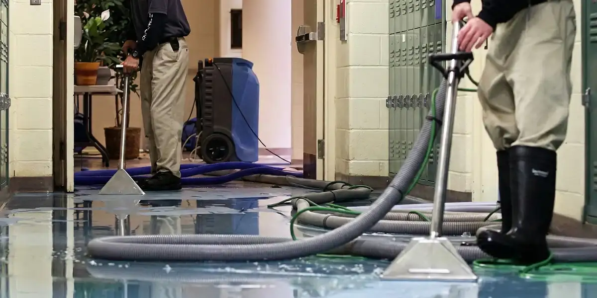 water damage restoration technicians performing professional water extraction inside a property in Anaheim, CA